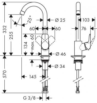 Grifo Hansgrohe Logis mezclador monomando cocina cromo - Imagen 2