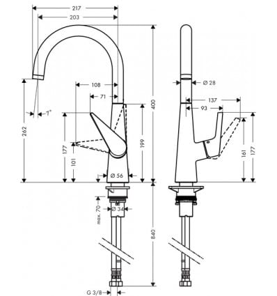 Grifo Hansgrohe Talis S monomando cocina cromo - Imagen 2