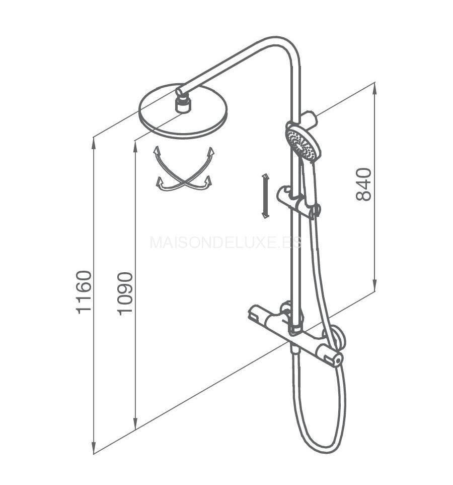 GRB Tender columna fija XL termostática ducha rociador ABS Ø25cm - Imagen 2