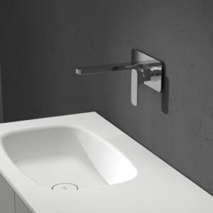 Lavabo de Solid Surface Krelux CONIC de Kretta sin Faldón