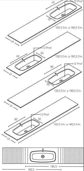 Lavabo Intregrado FORMA dezplazado Izq - Dcho sin Faldón - Imagen 3