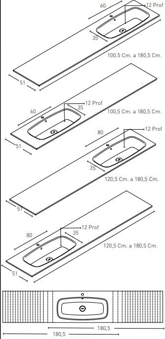 Lavabo Intregrado FORMA dezplazado Izq - Dcho sin Faldón - Imagen 2