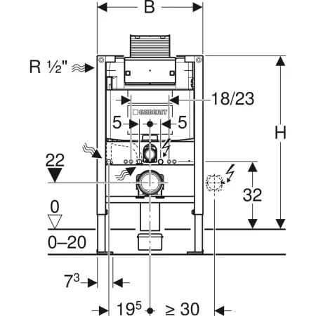 Geberit Duofix para inodoro suspendido, 82 cm, con cisterna empotrada Omega 12 cm - Imagen 4