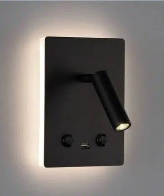 Lámpara aplique lector ACB MANAT LED Negro con USB