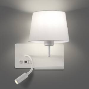 Lámpara aplique lector ACB HOLD LED blanco con USB derecha