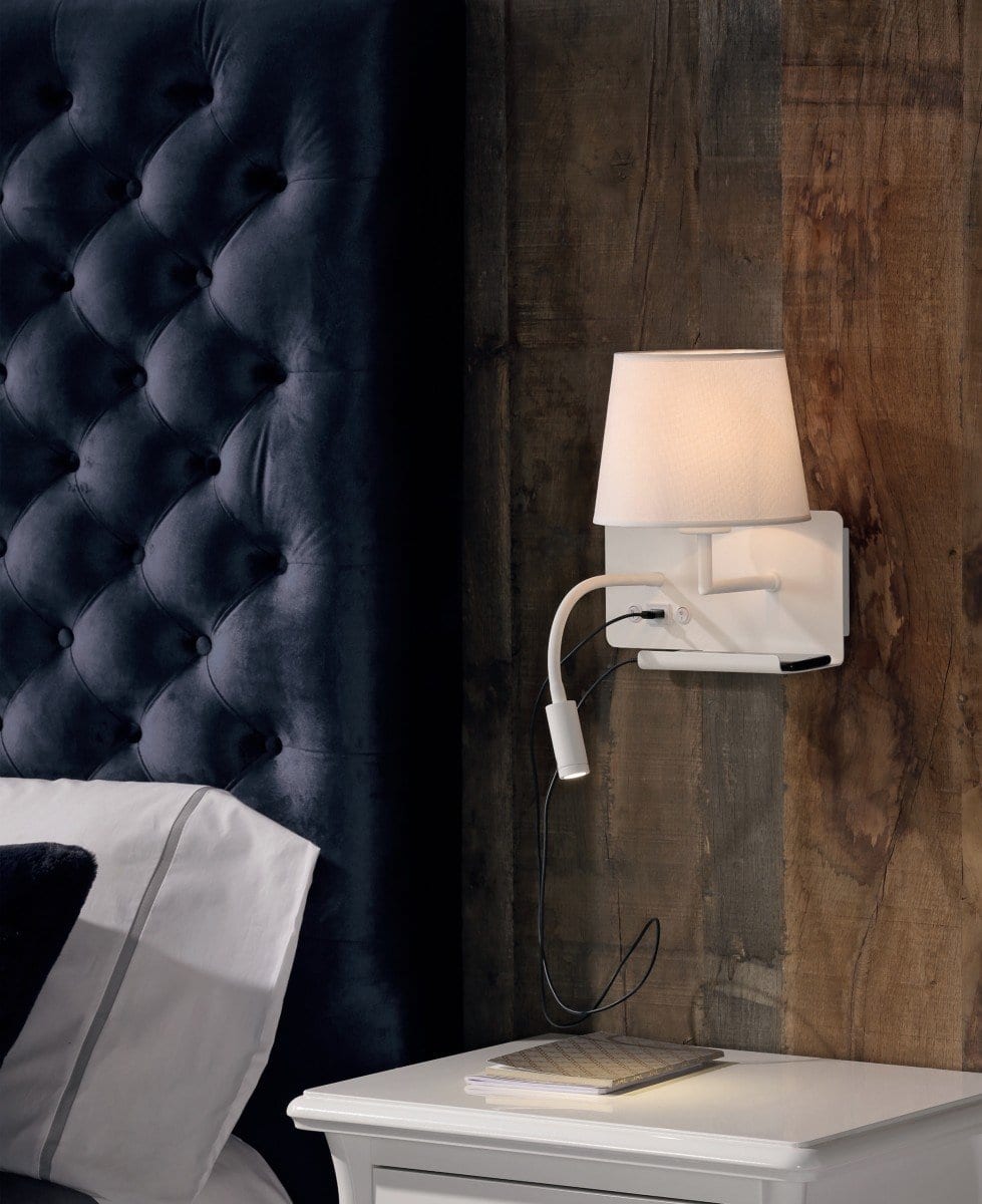 Lámpara aplique lector ACB HOLD LED blanco con USB derecha - Imagen 2