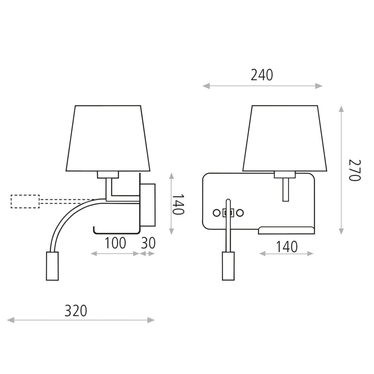 Lámpara aplique lector ACB HOLD LED blanco con USB derecha - Imagen 3