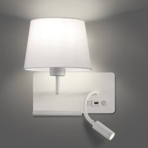 Lámpara aplique lector ACB HOLD LED blanco con USB izquierda