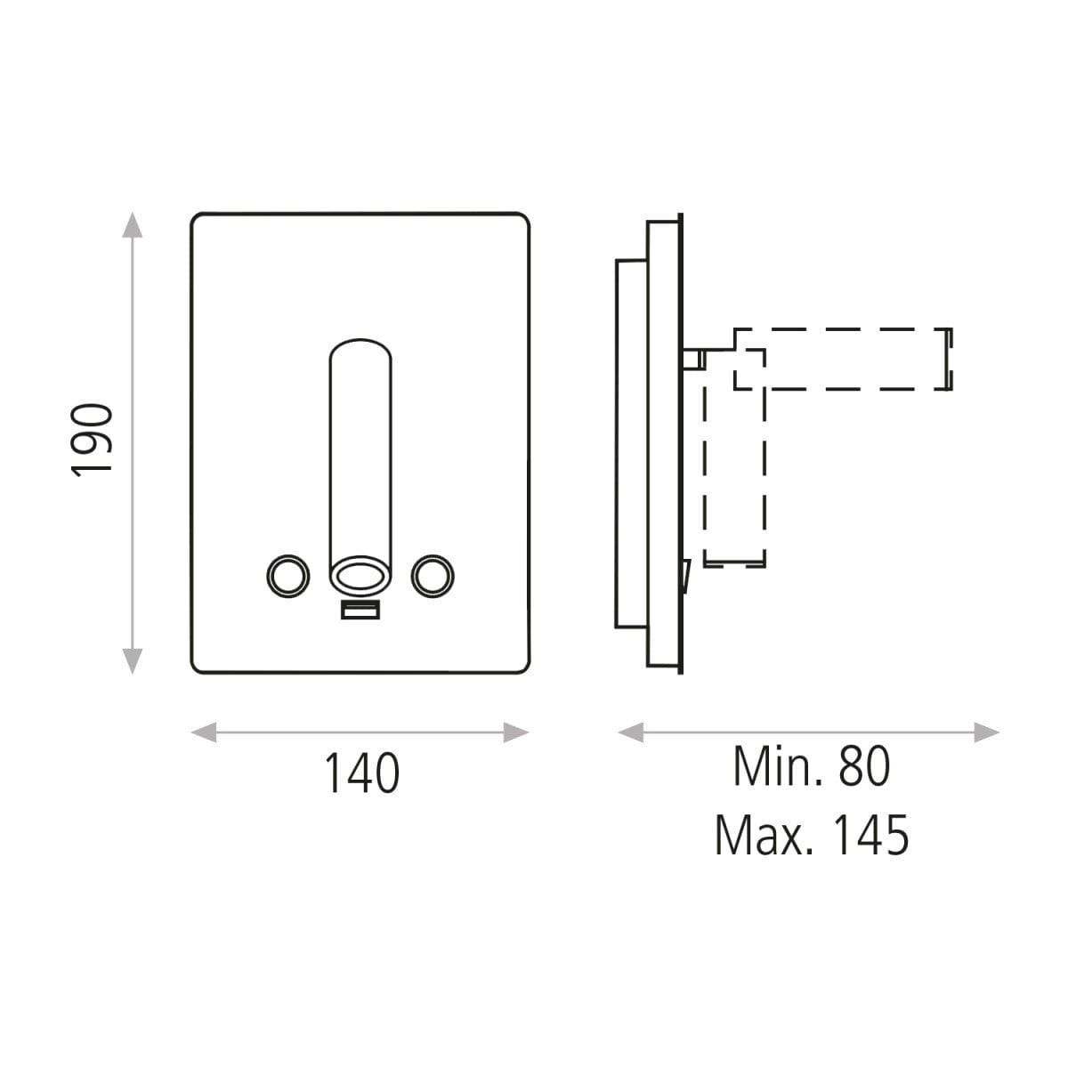 Lámpara aplique lector ACB MANAT LED Blanco con USB - Imagen 2