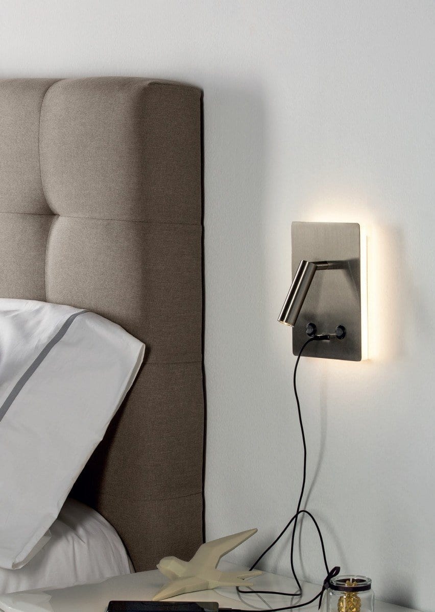 Lámpara aplique lector ACB MANAT LED Niquel con USB - Imagen 2