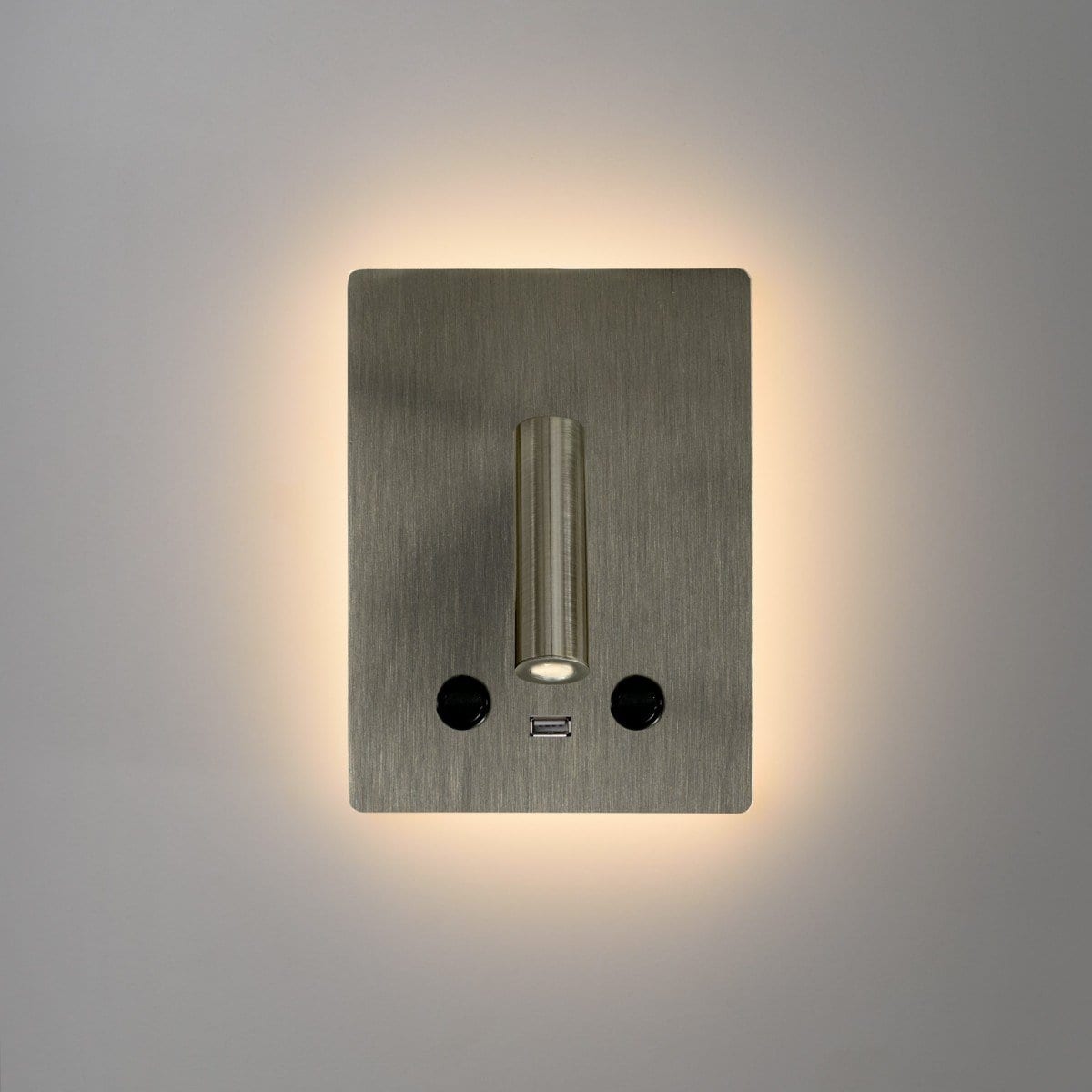 Lámpara aplique lector ACB MANAT LED Niquel con USB