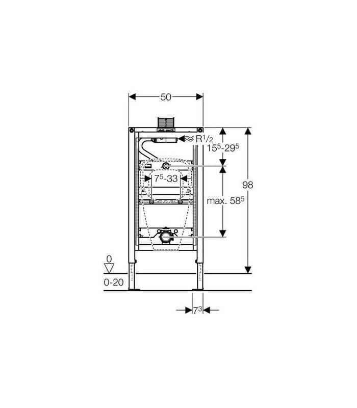 Geberit Duofix bastidor urinario, altura 98 cm, universal, para accionamiento superior - Imagen 3