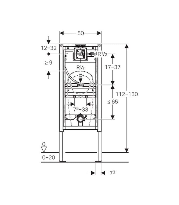 Geberit Duofix bastidor urinario altura 112/130 cm, universal, para cabezal pulverizador - Imagen 3