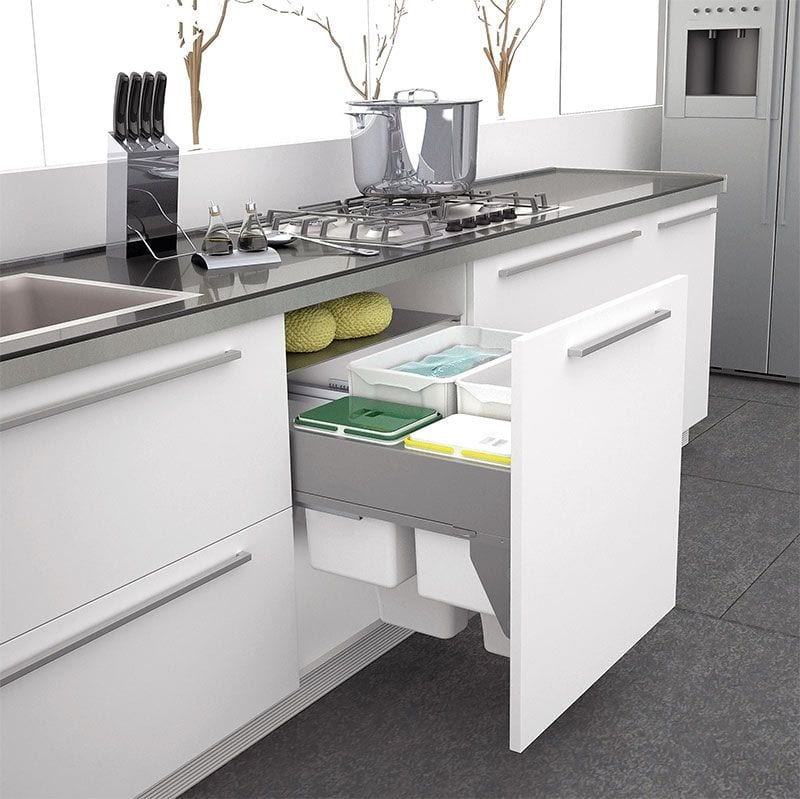 Cubo de basura Cucine Oggi Quadrifoglio con guias - 85 litros