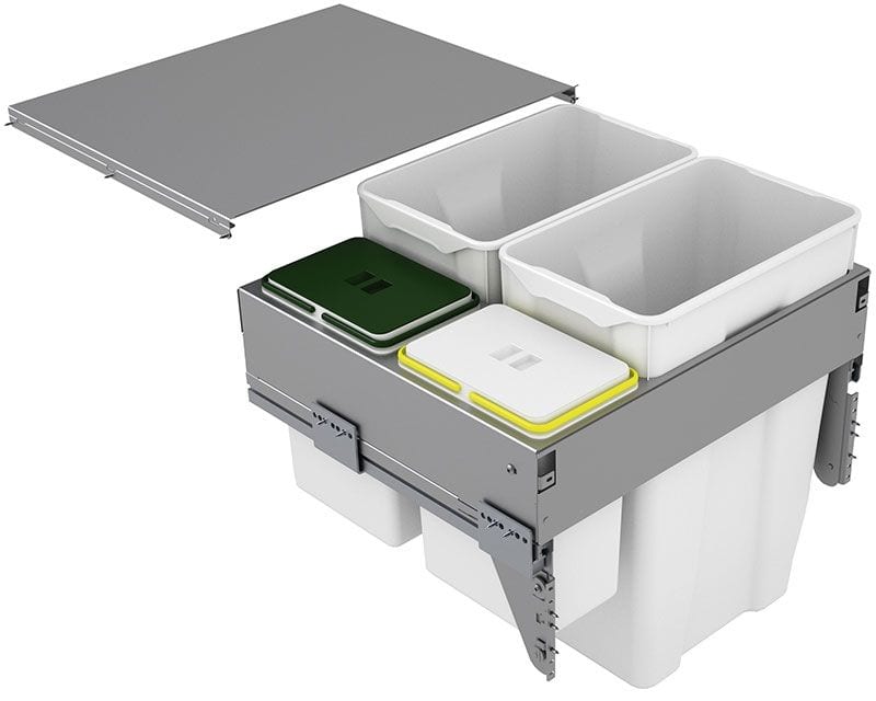 Cubo de basura Cucine Oggi Quadrifoglio con guias - 85 litros - Imagen 2