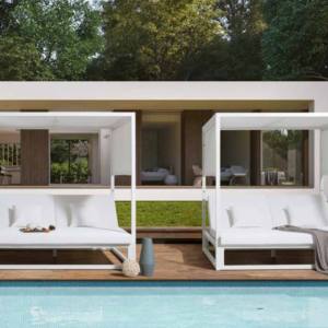 Tumbona doble modelo CALIFORNIA en color blanco