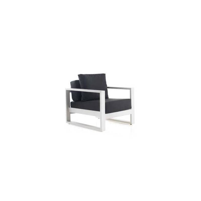 Set para exterior de aluminio con 4 sillones, sofá y mesa de centro modelo bianco - Imagen 3