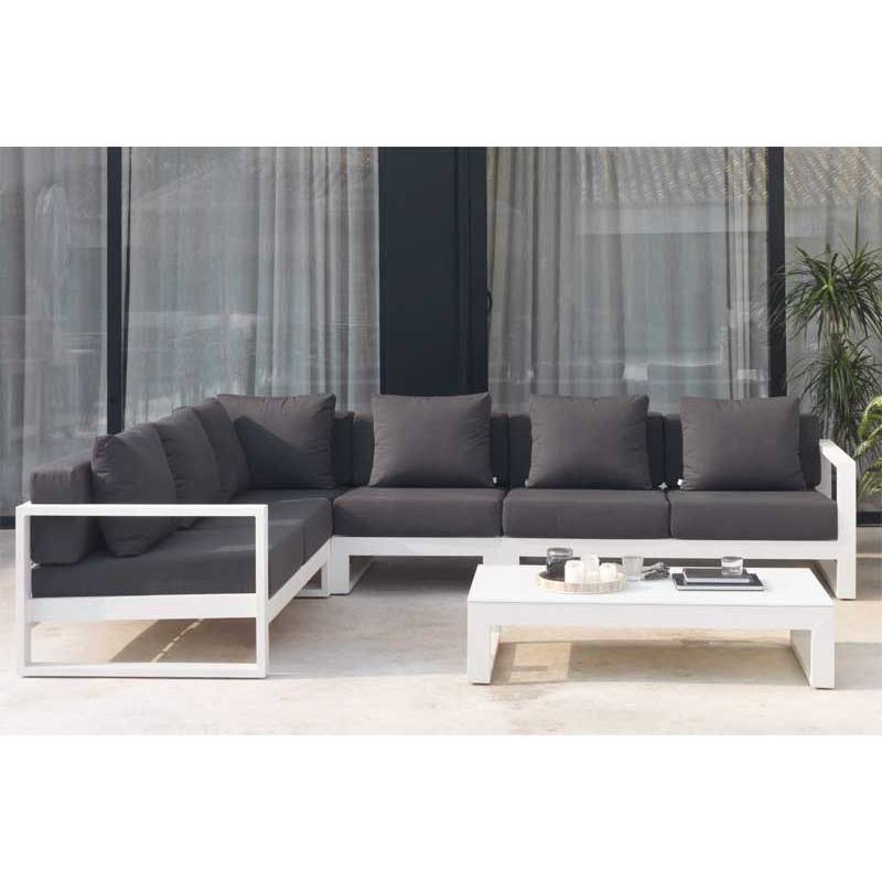 Set Sofá rinconera para terraza con mesa de centro modelo bianco