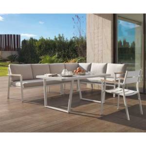 Set Conjunto de aluminio con 5 piezas con cojín con mesa alta modelo sims