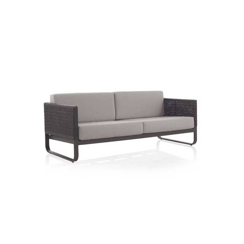 Set Conjunto de 2 sillones, sofá y mesa de centro en aluminio y fibra sintética con cojines modelo star - Imagen 2