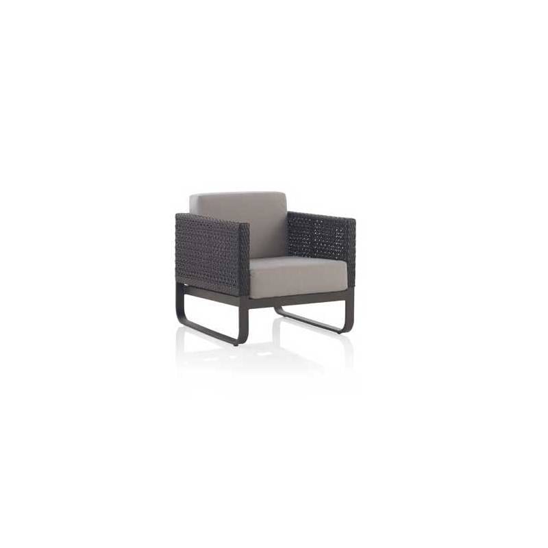 Set Conjunto de 2 sillones, sofá y mesa de centro en aluminio y fibra sintética con cojines modelo star - Imagen 3