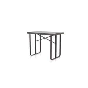 Mesa de bar en aluminio en color nogal con cristal liso negro modelo star