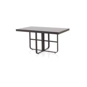Mesa de aluminio en color nogal con cristal liso negro modelo star