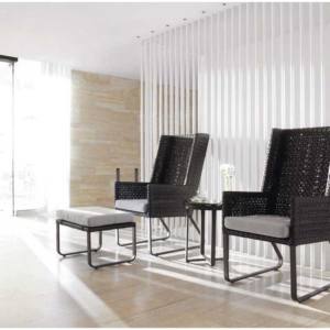Set Sillón con respaldo alto para exterior de aluminio y fibra sintética color nogal modelo star
