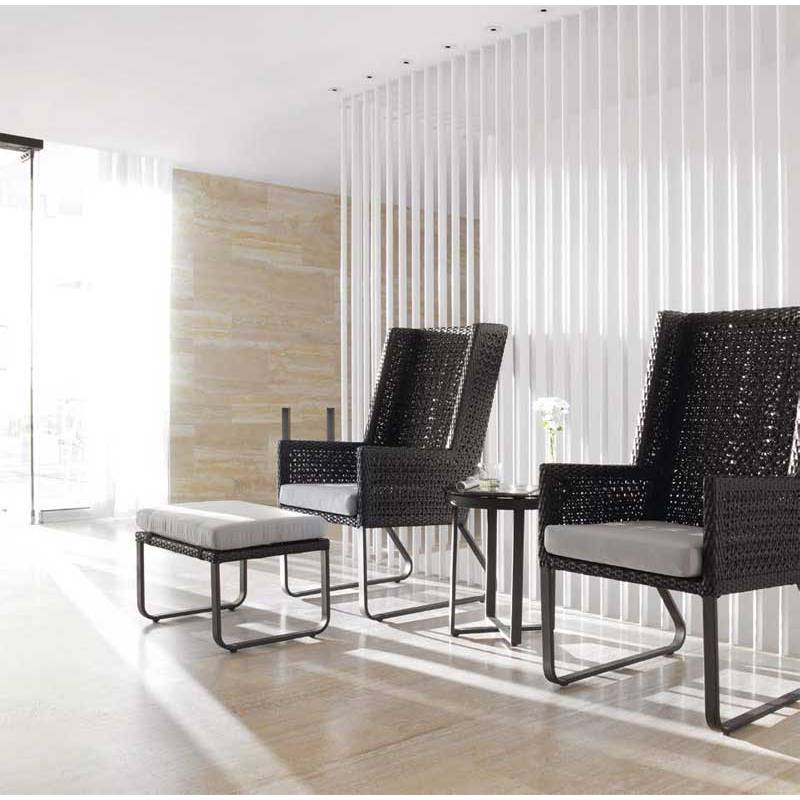 Sillón con respaldo alto para exterior de aluminio y fibra sintética color nogal modelo star - Imagen 2