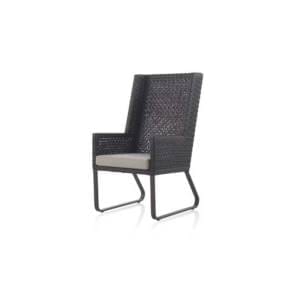 Sillón con respaldo alto para exterior de aluminio y fibra sintética color nogal modelo star