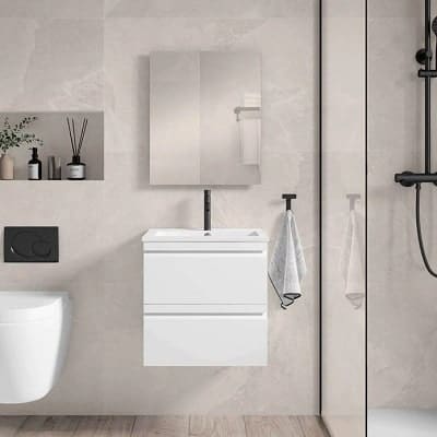Conjunto mueble de baño Lagos fondo reducido 40 cm suspendido 2 puerta ó 2 cajones de 50 cm Visobath - Imagen 3