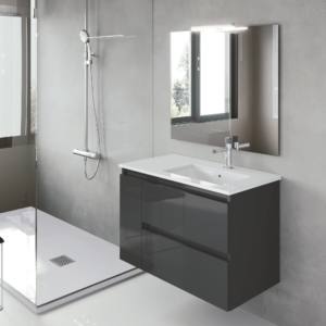 Conjunto mueble de baño Box suspendido 80-90-100cm 1 puerta 2 cajones VisoBath