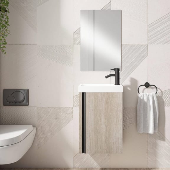 Conjunto mueble de baño Lagos fondo reducido 22 cm suspendido 1 puerta 40 cm y espejo Visobath - Imagen 4