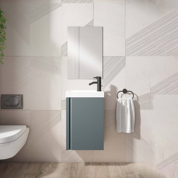 Conjunto mueble de baño Lagos fondo reducido 22 cm suspendido 1 puerta 40 cm y espejo Visobath - Imagen 6