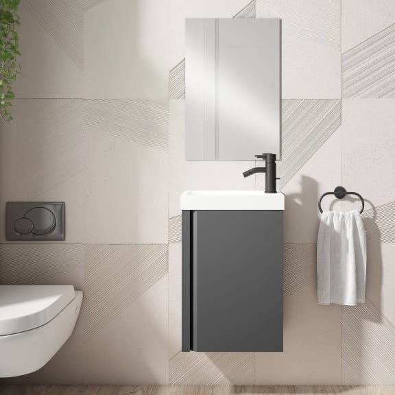 Conjunto mueble de baño Lagos fondo reducido 22 cm suspendido 1 puerta 40 cm y espejo Visobath - Imagen 7