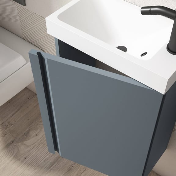 Conjunto mueble de baño Lagos fondo reducido 22 cm suspendido 1 puerta 40 cm y espejo Visobath - Imagen 8