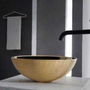 Lavabo circular Brest Dorado para sobre encimera 405x150 mm