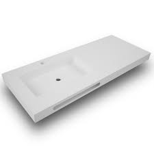 Lavabo con faldón suspendido Seno Desplazado Solid Surface blanco Miami