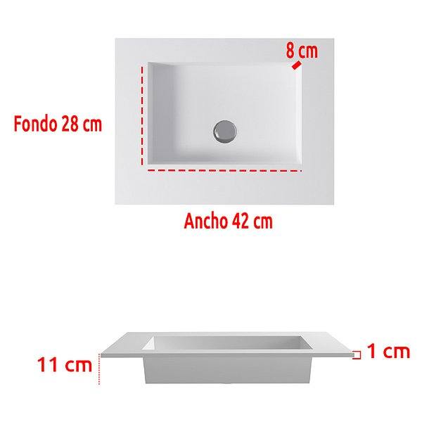 Lavabo sin faldón Doble Seno Gel Coat Miami - Imagen 2