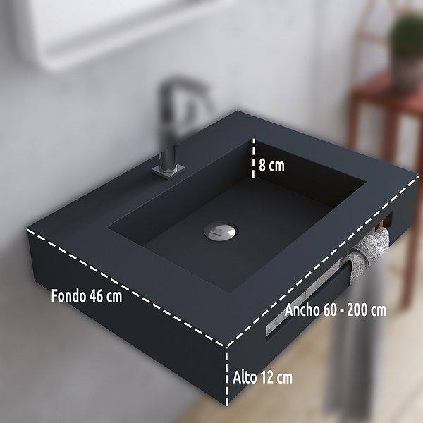 Lavabo suspendido SENO CENTRADO con faldón Gel Coat Miami Bruntec - Imagen 4