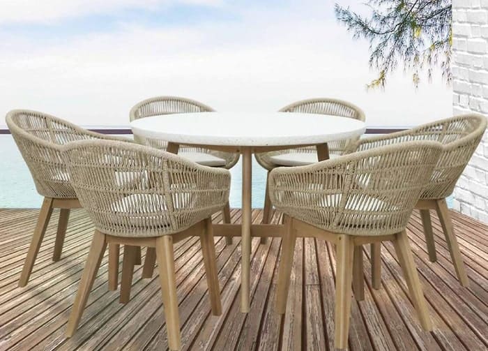 Mesa y sillas de comedor exterior Polinesia