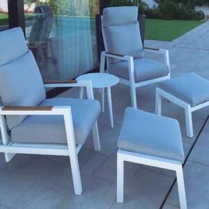 Sillón reclinable de aluminio mesa y reposapíes Albania