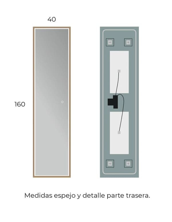 Espejo Led rectangular Frontal Nueva York para baños modernos - Imagen 3