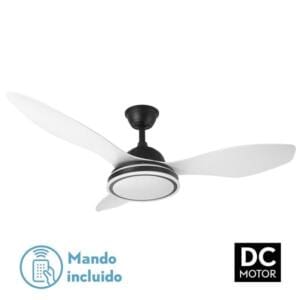 Ventilador de la serie DATOO color NEGRO, con tres aspas de color BLANCO y 6 velocidades.