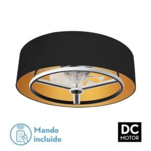 Ventilador DC serie ANUSKA con pantalla NEGRO/ORO y ventilador NEGRO de la serie BORA.