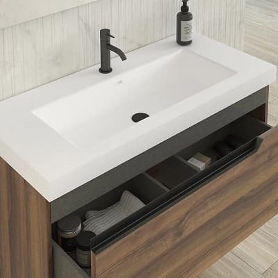 Mueble de baño de Viso Bath Eleven suspendido 1 cajón y 1 hueco con lavabo Flat - Imagen 2