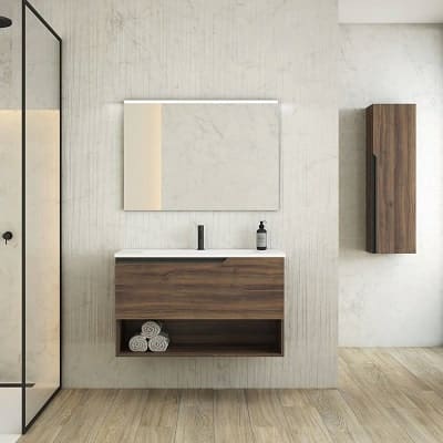 Mueble de baño de Viso Bath Eleven suspendido 1 cajón y 1 hueco con lavabo Flat