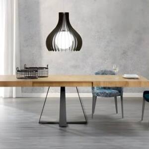 Mesa Cross con 2 extensiones tapa de madera y patas metalicas
