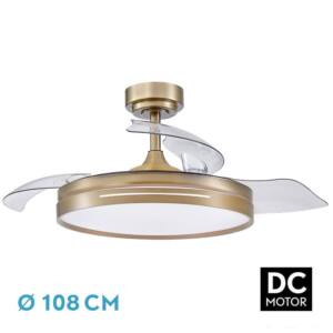VENTILADOR DC 72W MICENAS CUERO 3ASP.TRANSP.108D 6VEL 7200LM 3 COLORES REMOTO,MEMORIA Y TEMPORIZADOR 24