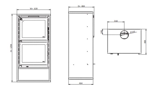 Estufa de leña con ventilador M 12F ECO de 8 kW de potencia. - Imagen 2